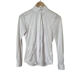 Ariat Pro Series Girls White Striped Equestrian Rodeo western Show Shirt XL/14